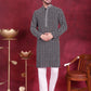 Men's Sequins Embroidered Kurta with Pyjama ( JOKP 5023 Grey )