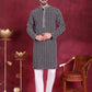 Men's Sequins Embroidered Kurta with Pyjama ( JOKP 5023 Grey )