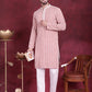 Men's Sequins Embroidered Kurta with Pyjama ( JOKP 5023 Peach )