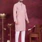 Men's Sequins Embroidered Kurta with Pyjama ( JOKP 5023 Peach )