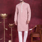 Men's Sequins Embroidered Kurta with Pyjama ( JOKP 5023 Peach )
