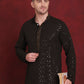 Men's Sequins Chikankari Embroidered Kurta with Pyjama ( JOKP P 5024Olive )