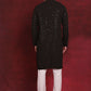 Men's Sequins Chikankari Embroidered Kurta with Pyjama ( JOKP P 5024Olive )