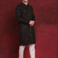 Men's Sequins Chikankari Embroidered Kurta with Pyjama ( JOKP P 5024Olive )