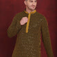 Men's Sequins Chikankari Embroidered Kurta with Pyjama ( JOKP P 5024Yellow )