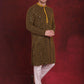 Men's Sequins Chikankari Embroidered Kurta with Pyjama ( JOKP P 5024Yellow )