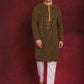 Men's Sequins Chikankari Embroidered Kurta with Pyjama ( JOKP P 5024Yellow )