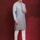 Men's Sequins Embroidered Kurta with Pyjama ( JOKP P 5025Blue )