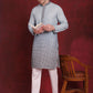Men's Sequins Embroidered Kurta with Pyjama ( JOKP P 5025Blue )
