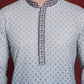 Men's Sequins Embroidered Kurta with Pyjama ( JOKP P 5025Blue )