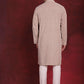 Men's Sequin Embroidered Pure Cotton Kurta with Pyjamas ( JOKP P 5028Beige )
