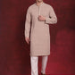 Men's Sequin Embroidered Pure Cotton Kurta with Pyjamas ( JOKP P 5028Beige )
