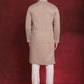 Men's Sequin Chikankari Front Open Kurta With Pyjamas ( JOKP P 5029Beige )