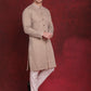Men's Sequin Chikankari Front Open Kurta With Pyjamas ( JOKP P 5029Beige )