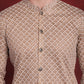 Men's Sequin Chikankari Front Open Kurta With Pyjamas ( JOKP P 5029Beige )