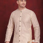 Men's Sequin Chikankari Front Open Kurta With Pyjamas ( JOKP P 5029Golden )
