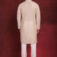 Men's Sequin Chikankari Front Open Kurta With Pyjamas ( JOKP P 5029Golden )