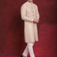 Men's Sequin Chikankari Front Open Kurta With Pyjamas ( JOKP P 5029Golden )