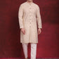Men's Sequin Chikankari Front Open Kurta With Pyjamas ( JOKP P 5029Golden )