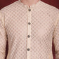 Men's Sequin Chikankari Front Open Kurta With Pyjamas ( JOKP P 5029Golden )