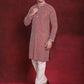 Men's Sequin Chikankari Front Open Kurta With Pyjamas ( JOKP P 5029Maroon )