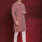 Men's Sequin Chikankari Front Open Kurta With Pyjamas ( JOKP P 5029Maroon )