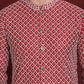 Men's Sequin Chikankari Front Open Kurta With Pyjamas ( JOKP P 5029Maroon )