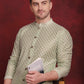 Men's Sequin Chikankari Front Open Kurta With Pyjamas ( JOKP P 5029Pista )