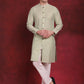 Men's Sequin Chikankari Front Open Kurta With Pyjamas ( JOKP P 5029Pista )