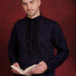 Men's Sequins Embroidered Kurta Pyjama Set ( JOKP B-P 5030Navy )