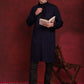 Men's Sequins Embroidered Kurta Pyjama Set ( JOKP B-P 5030Navy )