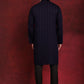 Men's Sequins Embroidered Kurta Pyjama Set ( JOKP B-P 5030Navy )