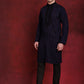 Men's Sequins Embroidered Kurta Pyjama Set ( JOKP B-P 5030Navy )