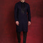 Men's Sequins Embroidered Kurta Pyjama Set ( JOKP B-P 5030Navy )