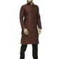 Men Maroon & Black Self Design Kurta with Churidar - Jompers