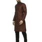 Men Maroon & Black Self Design Kurta with Churidar - Jompers