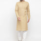 Men Beige & White Solid Kurta with Churidar - Jompers