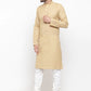 Men Beige & White Solid Kurta with Churidar - Jompers
