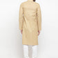 Men Beige & White Solid Kurta with Churidar - Jompers