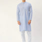 Jompers Men's Blue Cotton Solid Kurta Pyjama ( JOKP 532 Blue )