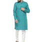 Men Green & White Solid Kurta with Churidar - Jompers