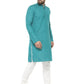 Men Green & White Solid Kurta with Churidar - Jompers