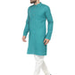 Men Green & White Solid Kurta with Churidar - Jompers