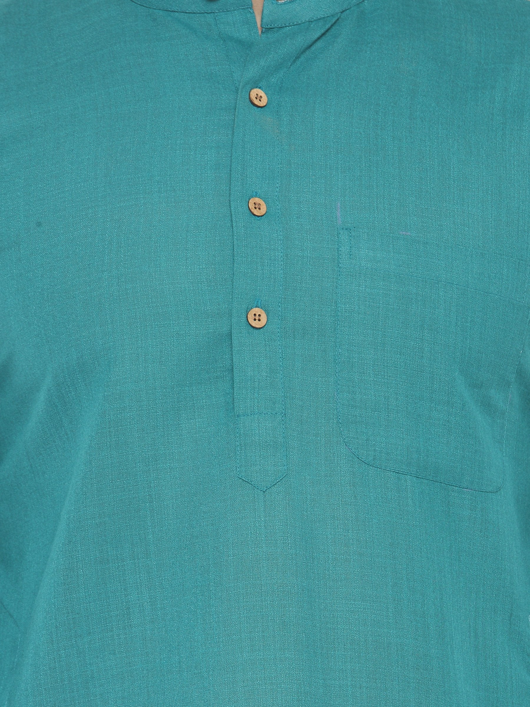 Men Green & White Solid Kurta with Churidar - Jompers