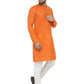 Orange & White Solid Kurta with Churidar - Jompers