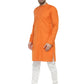 Orange & White Solid Kurta with Churidar - Jompers