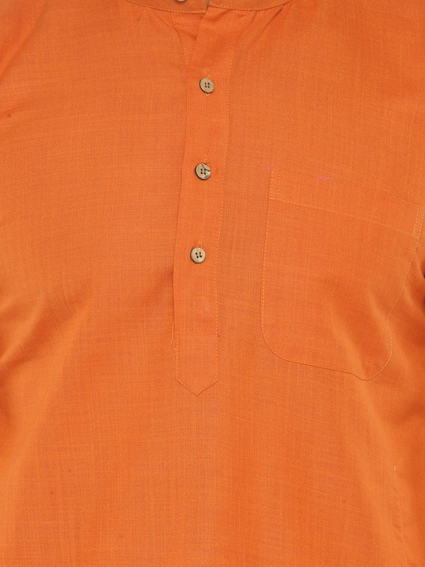 Orange & White Solid Kurta with Churidar - Jompers