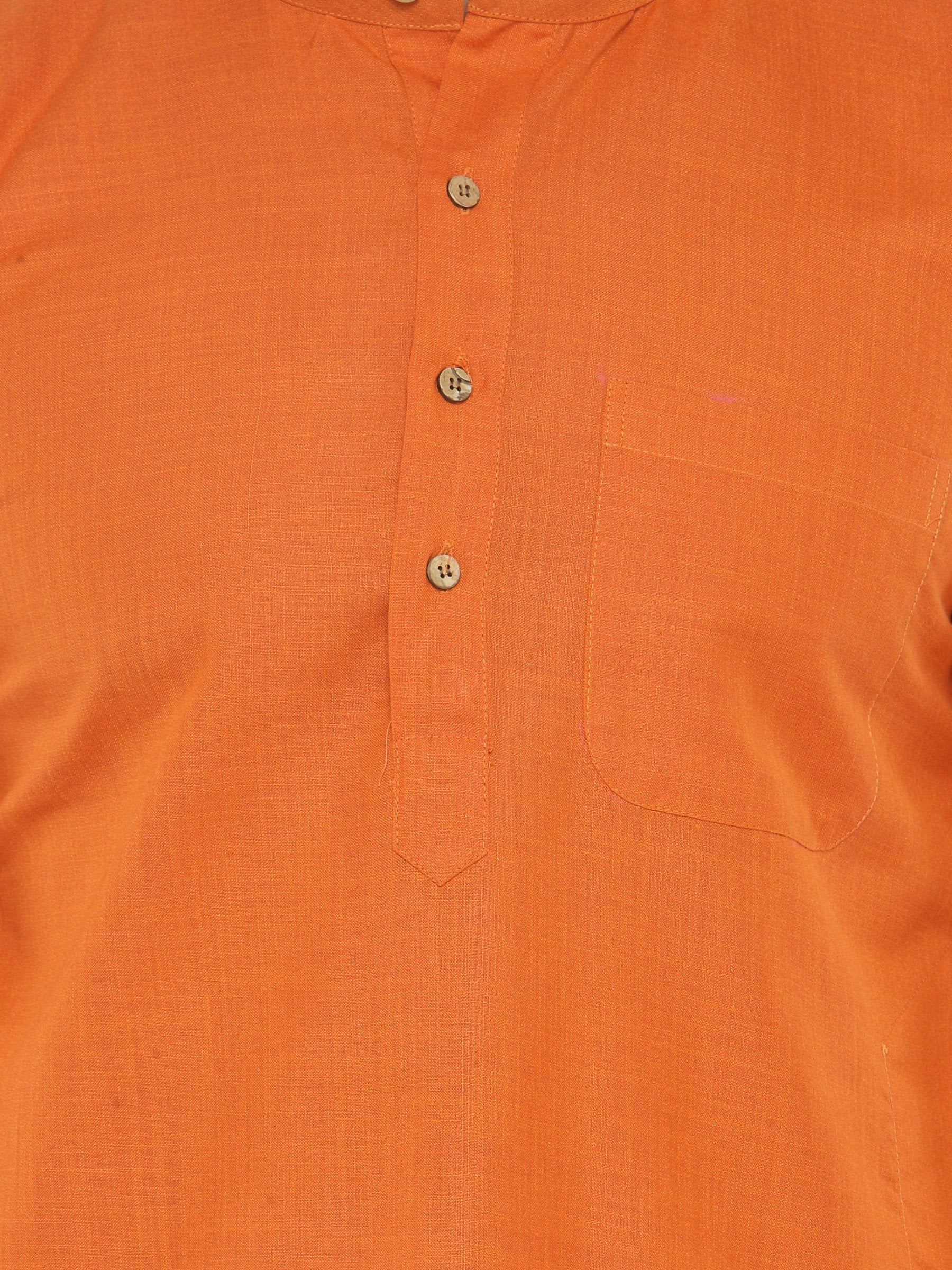 Orange & White Solid Kurta with Churidar - Jompers