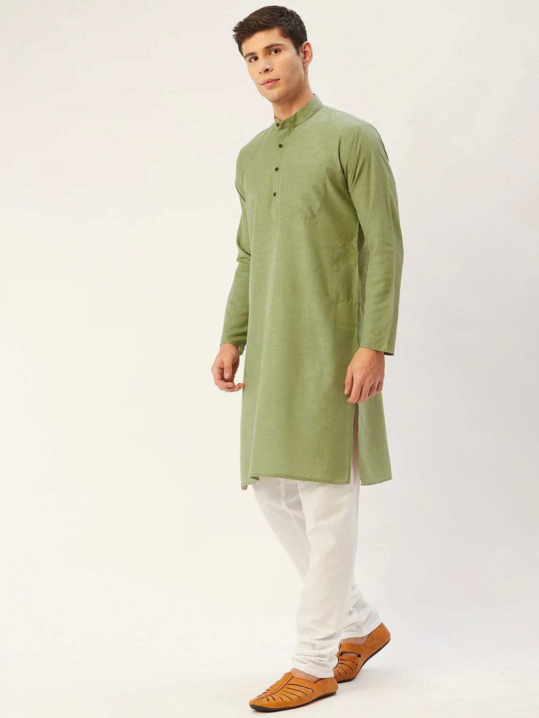 Jompers Men's Pista Cotton Solid Kurta Pyjama ( JOKP 532 Pista )