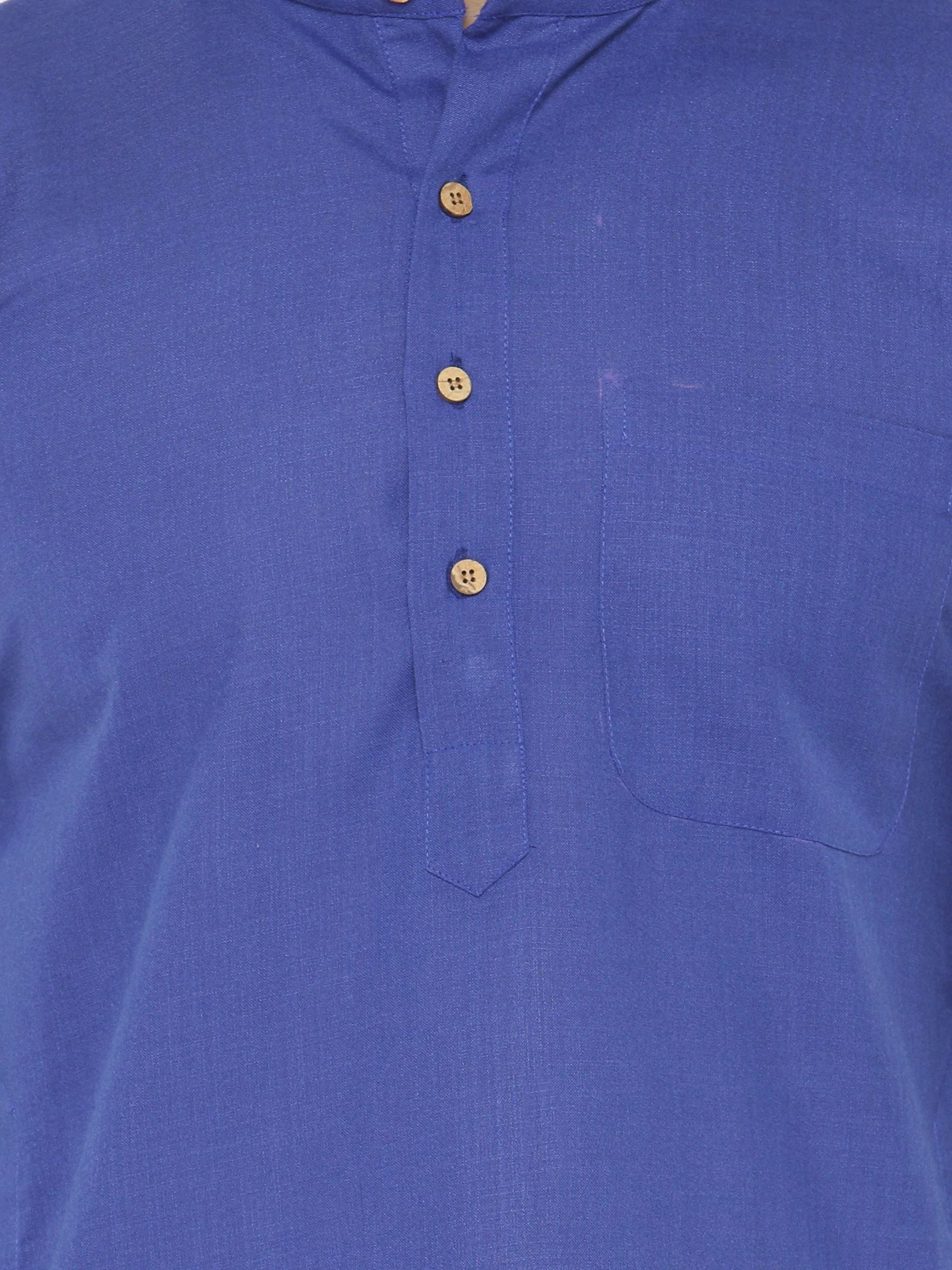 Royal Blue & White Solid Kurta with Churidar - Jompers